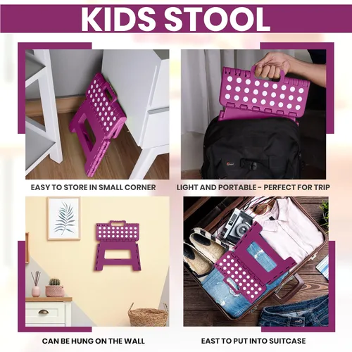 Vista 26 de Utopia Home - Taburete plegable, taburete de pie de 9 pulgadas de ancho, soporta hasta 300 libras, de plástico ligero para cocina, baño y sala