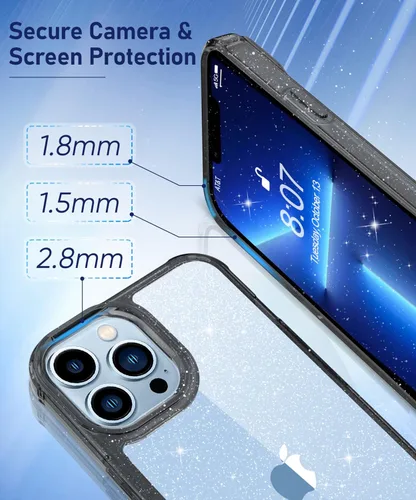 Vista 5 de MIODIK - Funda compatible con iPhone 13 Pro, con protector de pantalla + protector de lente de cámara, funda transparente protectora y a prueba
