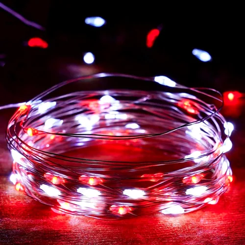 Vista 10 de Paquete de 6 guirnaldas de luces LED de 16 pies, funciona con pilas Blanco cálido
