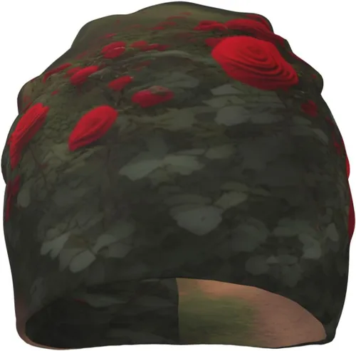Vista 2 de Red Roses On The Curb Unisex Elastic Brimless Hat for Home Indoor and Outdoor Activities Skiing Mountaineering Traveling