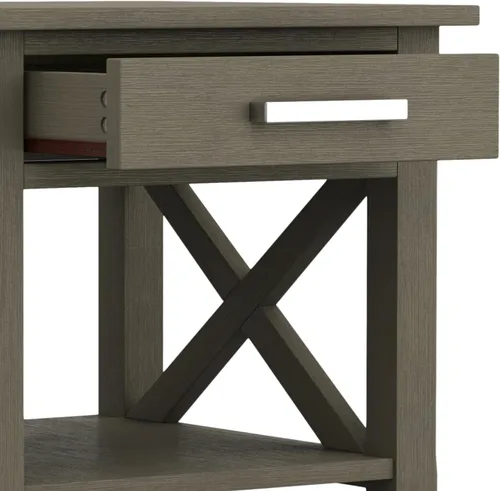 Vista 32 de Simpli Home Kitchener mesa de centro, color nogal oscuro, Pino, Distressed Grey