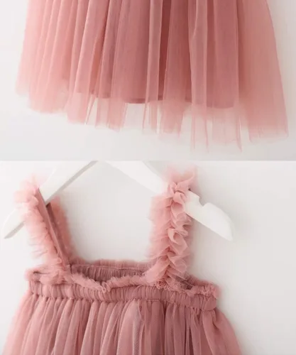 Vista 4 de BGFKS Vestido de tul con capas con tutú para niñas pequeñas, juego de falda con tutú de princesa arcoíris para bebés con diadema con flores.