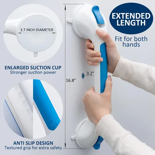 Vista 4 de TAILI Barras de agarre para ducha, mango de ducha con ventosa, barra de agarre extraíble para tinas y duchas