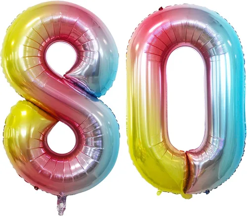 Vista 417 de GOER Globos con el número 80 para decoraciones de fiesta de cumpleaños número 80, globos de helio de aluminio jumbo de 42 pulgadas para 80 Oro rosa