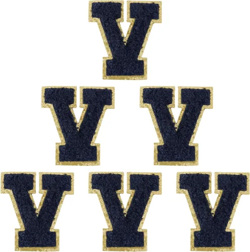 Vista 120 de 6 piezas de parches de letras de chenilla autoadhesivas, parches de letras preppy de 2 pulgadas para bolsos, ropa y sombreros, grandes pegatinas