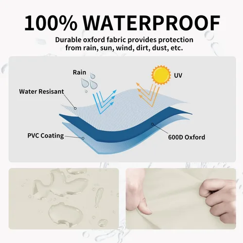 Vista 3 de Easy-Going Funda impermeable para tumbona para exteriores, funda para silla de patio resistente, resistente al viento, funda para muebles