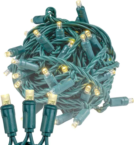 Vista 16 de Novelty Lights Tira de 50 luces LED rojas de Navidad de 25 pies para exteriores/interiores, espacio de 6 pulgadas, luces de alambre verde