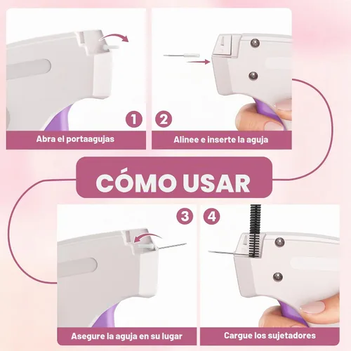 Vista 4 de Pistola de puntada para ropa, pistola de etiquetado, fijador rápido Blanco
