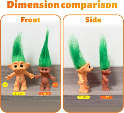 Vista 4 de Muñecas vintage de PVC Trolls de Troll retro, figuras de acción cromáticas adorables para colecciones, proyectos escolares, artes y manualidades