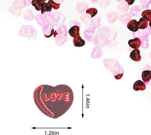 Vista 2 de Estivaux Confeti de corazón rojo y rosa para decoración de mesa, decoraciones de confeti de corazones de San Valentín, decoración de confeti