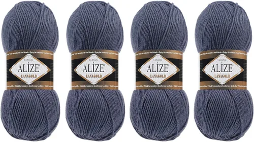 Vista 18 de Alize Lanagold - Hilo para tejer, lana para manualidades, mezcla de hilo para tejer a mano, cálida, suave, natural, gruesa, tejida a mano, lote de 4