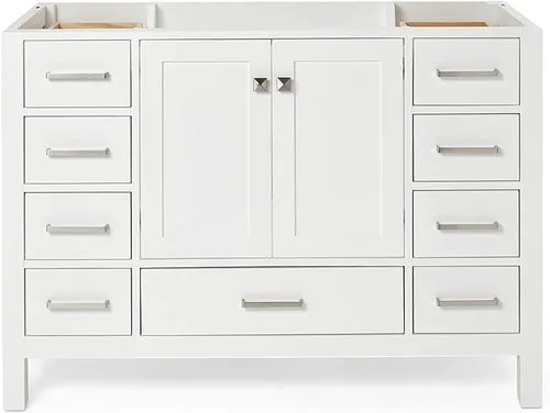 Vista 86 de ARIEL Cambridge Mueble base de tocador de baño de 36 pulgadas, madera maciza, 2 puertas de cierre suave, 5 cajones de cola de milano, roble marrón