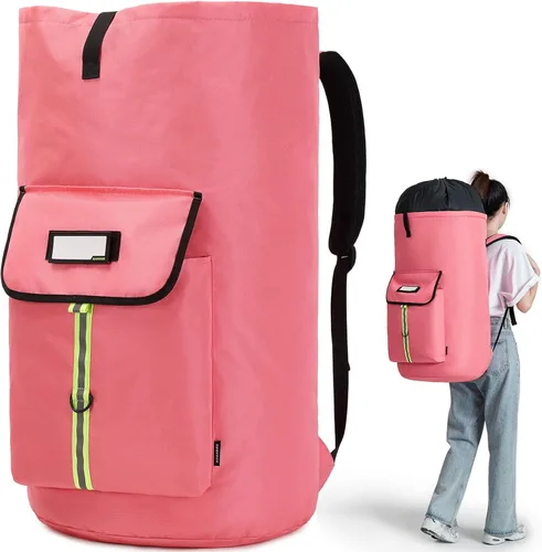 Vista 15 de mochila de lavandería, bolsas de lavandería extra grandes y resistentes, mochila de lavandería para estudiantes universitarios, cierre de cordón