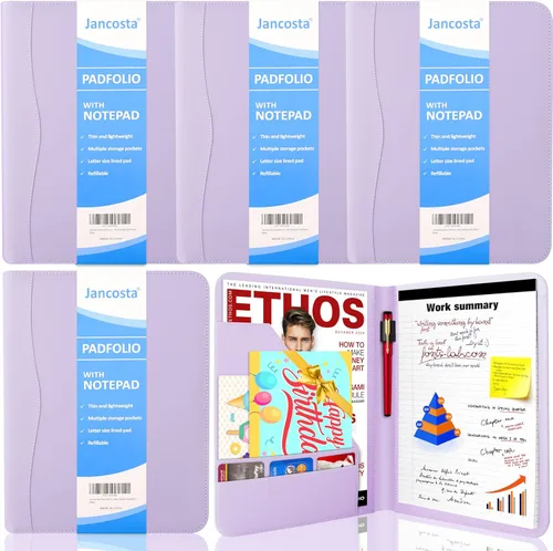 Vista 14 de Portafolio padfolio Jancosta de negocios tamaño carta con bloc de notas rellenables, Negro
