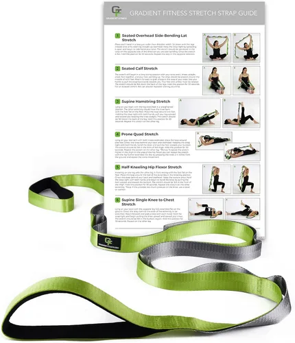 Vista 10 de Gradient Fitness Stretching Strap for Physical Therapy, 12 Multi-Loop Stretch Strap 1" W x 8' L, Neoprene Handles, Physical Therapy Equipment, Yoga