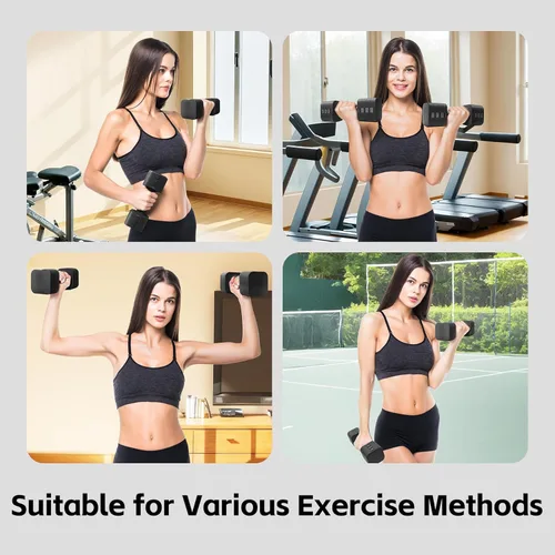 Vista 7 de Juego de mancuernas ajustables de 20 libras, juego de mancuernas de pesas libres 4 en 1 para, 4lb 6lb 8lb 10lb, con mango antideslizante de metal