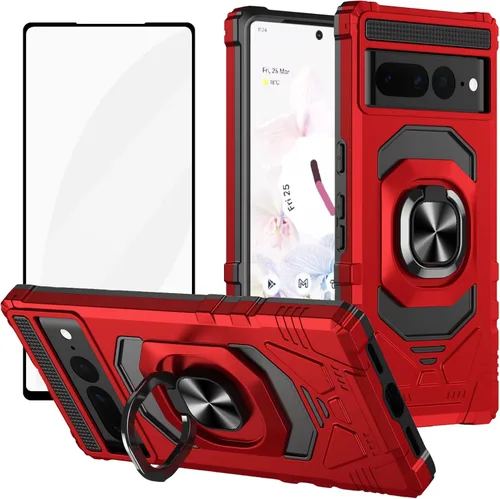 Vista 7 de Ailiber Funda para Google Pixel 6A, funda Google 6A con protector de pantalla, soporte de anillo para montaje magnético de automóvil de grado