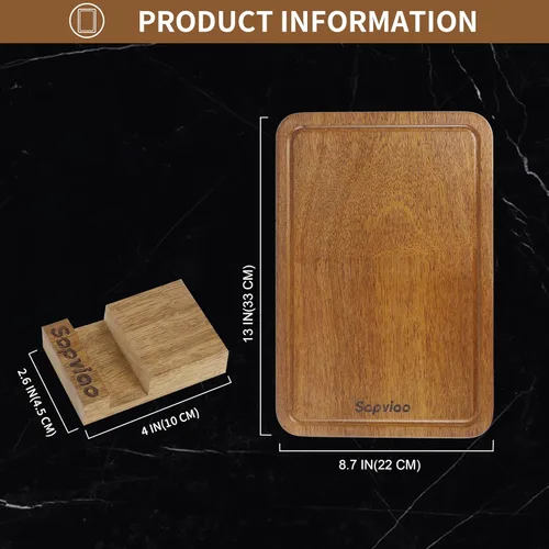 Vista 2 de Tabla de cortar de madera de teca, diseño unibody sólido, de una pieza, ultra duradera, apta para cuchillos, tabla de cortar de madera con ranuras