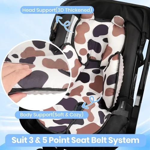 Vista 3 de 3 en 1 para asiento de automóvil para bebé, suave y transpirable, inserto de asiento de automóvil para recién nacido, cojín reversible de algodón