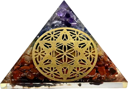 Vista 24 de Amazing Gemstone Pirámide de orgón grande Cristal natural de pirámide de chakra Pirámide de orgonita de metatrón de chakras Pirámides