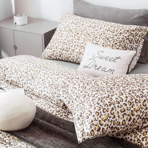 Vista 3 de Sleepymoon 100% Natural Cotton Duvet Cover Set (1 Duvet Cover + 2 Pillow Shams) Printed Pattern with Zipper Closure Soft Breathable Brown and White