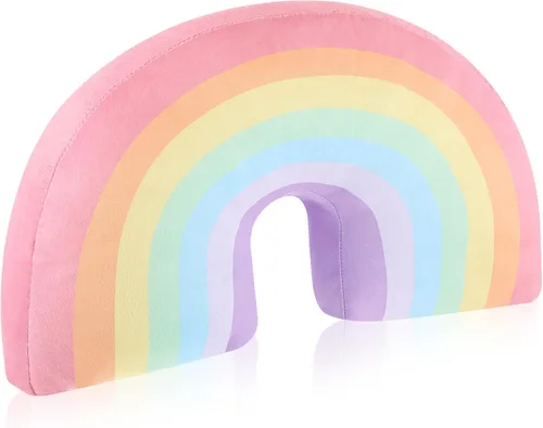 Vista 12 de Chunful 1 pieza de almohada arco iris para niñas y niños de 13.8 x 8.7 x 4 pulgadas de felpa, linda almohada de arco iris en forma de arco, cojín