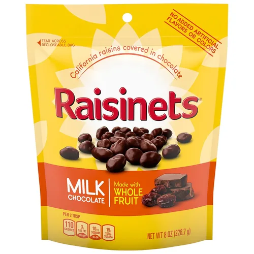 Vista 8 de Pasas cubiertas de chocolate oscuro, bolsa de 8 onzas, caramelo Ferrero a granel