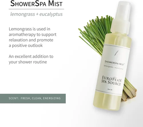 Vista 3 de European Spa Source Lemongrass + Eucalyptus ShowerSpa Mist & Lavender + Eucalyptus Pillow Mist Spray Bundle para aromaterapia, experiencia de spa