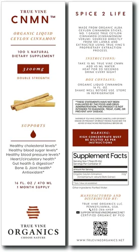Vista 8 de True Vine - Suplemento líquido de canela de Ceilán de 3200 mg (fabricado en Estados Unidos) para corazón saludable, presión arterial, azúcar