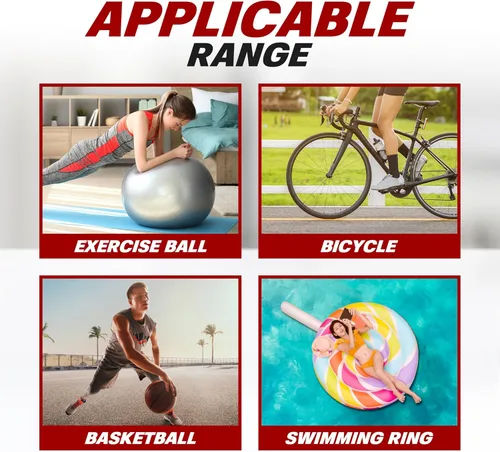 Vista 8 de BV Bomba de bicicleta de pie compuesta portátil con manómetro y presión de 100 PSI Bomba de bicicleta compatible con Schrader y Presta con pedal