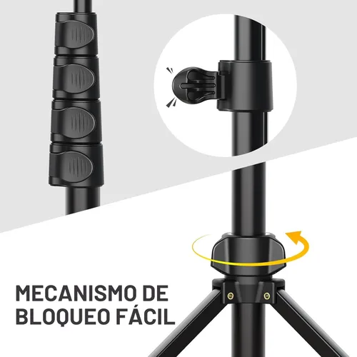 Vista 5 de Liphisy Trípode de 64 pulgadas para teléfono celular y cámara, trípode para teléfono con control remoto y soporte para teléfono, robusto y estable