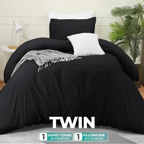 Vista 2 de Utopia Bedding Juego de funda de edredón con fundas de almohada, funda de edredón de 2 piezas con cierre de cremallera, 1 funda de edredón con 1