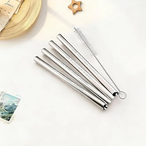 Vista 6 de Repuesto de popote de metal compatible con botella de agua Yeti de 12 onzas, paquete de 4 popotes de acero inoxidable reutilizables de alta calidad