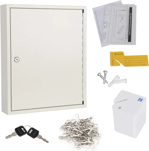 Vista 41 de KYODOLED Gabinete con cerradura para llaves, caja de almacenamiento de 40 llaves con código, soporte de pared para llaves con cerradura
