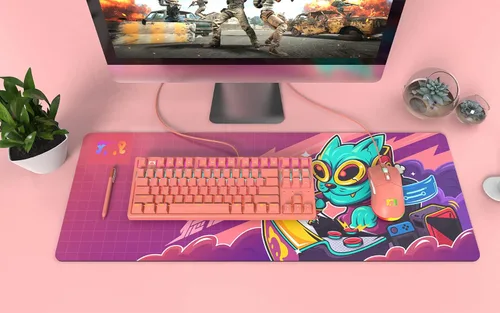 Vista 6 de FIRSTBLOOD ONLY GAME STK130 Teclado mecánico para juegos compacto 87 teclas con cable para jugadores de PC con Windows retroiluminación RGB arco