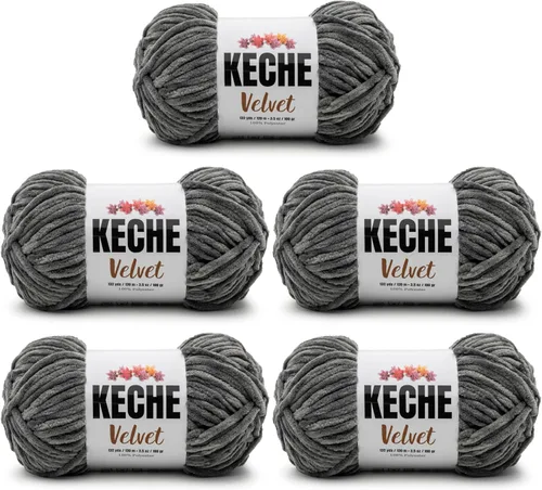 Vista 38 de Keche Hilo de terciopelo para ganchillo, manta de felpilla suave, voluminosa, hilo amigurumi, 3.53 oz (132 yardas), color azul bebé