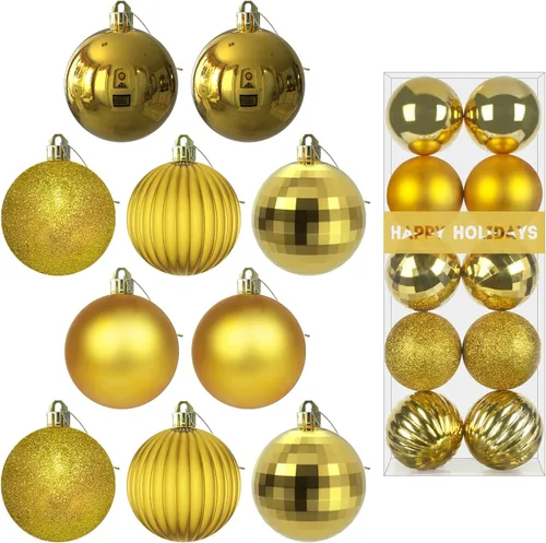 Vista 212 de Bolas pequeñas de Navidad doradas de 1.6 pulgadas, adornos de decoración para árbol de Navidad, bolas colgantes inastillables para decoraciones