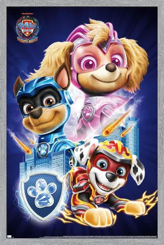 Vista 15 de Trends International Nickelodeon Paw Patrol: The Mighty Movie - Póster de pared grupal, 22.4 pulgadas de largo x 14.7 pulgadas, versión enmarcada