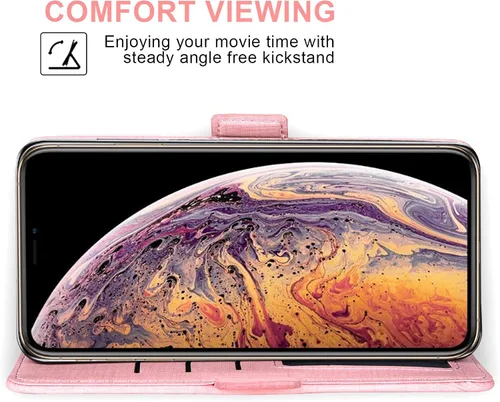 Vista 4 de Asuwish Funda compatible con iPhone Xs Max, protector de pantalla de vidrio templado y funda de cuero con tapa para tarjetero, fundas para teléfono