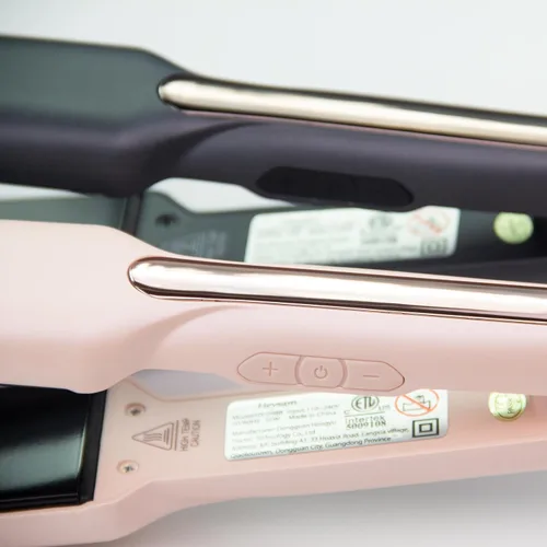 Vista 8 de Heysam Plancha de pelo profesional, plancha ancha y rizadora 2 en 1, plancha plana de cerámica portátil de doble voltaje de 1.6 pulgadas