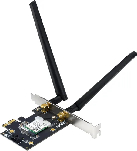 Vista 9 de ASUS Adaptador PCE-AXE5400 WiFi6 6E PCI-E con 2 antenas externas. Compatible con banda de 6 GHz, 160 MHz, Bluetooth 5.2, seguridad de red WPA3