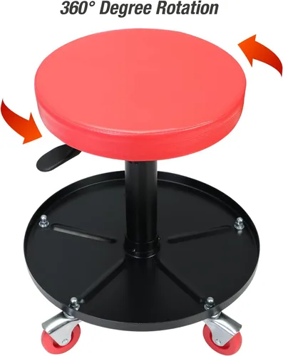 Vista 5 de BIG RED ATRHL6201R Torin - Asiento neumático de arrastre para taller/taller de rodadura de servicio pesado: Taburete mecánico acolchado ajustable