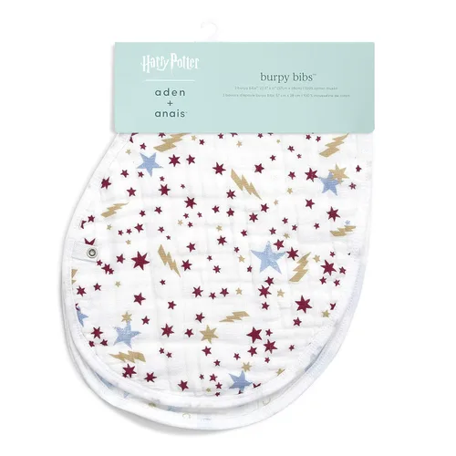Vista 3 de aden + anais Babero de muselina 100% algodón Burpy – Babero de bebé de cierre de broches con paño de baba de 4 capas absorbente de uso múltiple