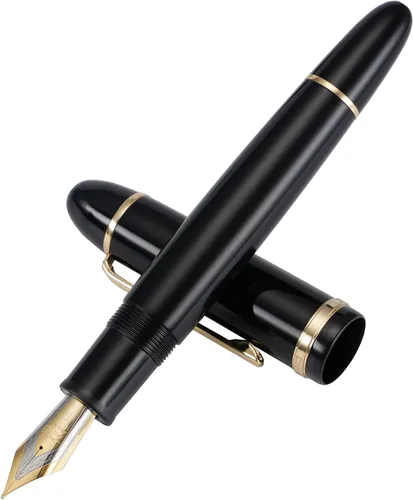 Vista 15 de Jinhao X159 - Pluma estilográfica #8 de punta extrafina, color blanco marfil con clip dorado, acrílico de gran