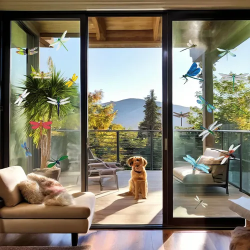 Vista 3 de Adhesivos anticolisión para ventanas de tamaño pequeño – Calcomanías estáticas de recordatorio de vidrio – Evita golpes de pájaros – Decora tus