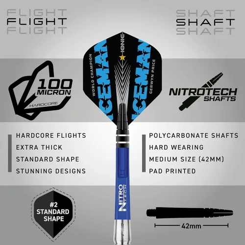 Vista 3 de RED DRAGON Gerwyn Price Element - Juego de dardos de tungsteno (0.85 oz) con vuelos y tallos