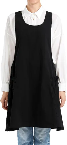 Vista 23 de APRONNER Delantales ajustables con espalda cruzada para mujer con bolsillos de algodón y lino para cocinar y hornear