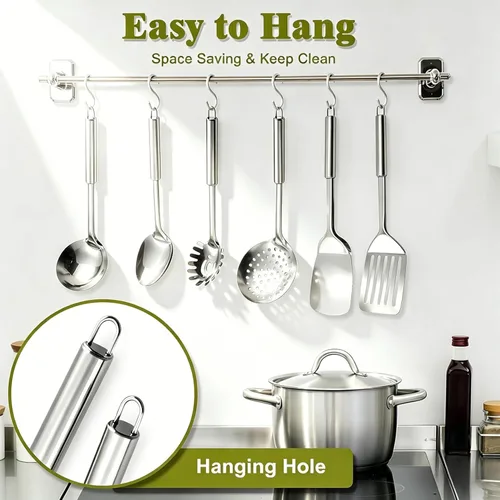 Vista 5 de Juego de utensilios de cocina de acero inoxidable – Juego de utensilios de cocina de 12 piezas con soporte, juego de herramientas de cocina