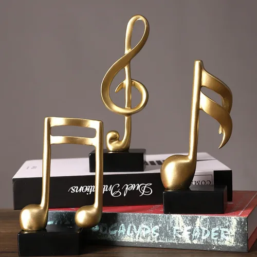 Vista 7 de Music Note Decor Gifts Musical Figurine Modern Statue Sculpture Table Centerpiece Crafts Gold Home Arts, Piano Note Sculpture Home Arts. (C Style)