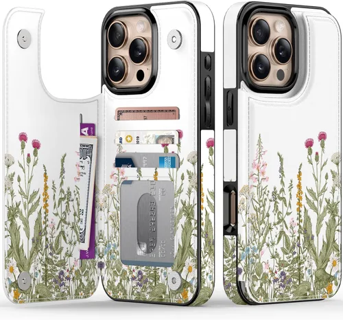Vista 995 de LETO para iPhone 15 Pro Funda tipo cartera - Tapa tipo folio con patada - Diseños de moda - Tarjetero - Funda protectora para mujeres y niñas - 6.1